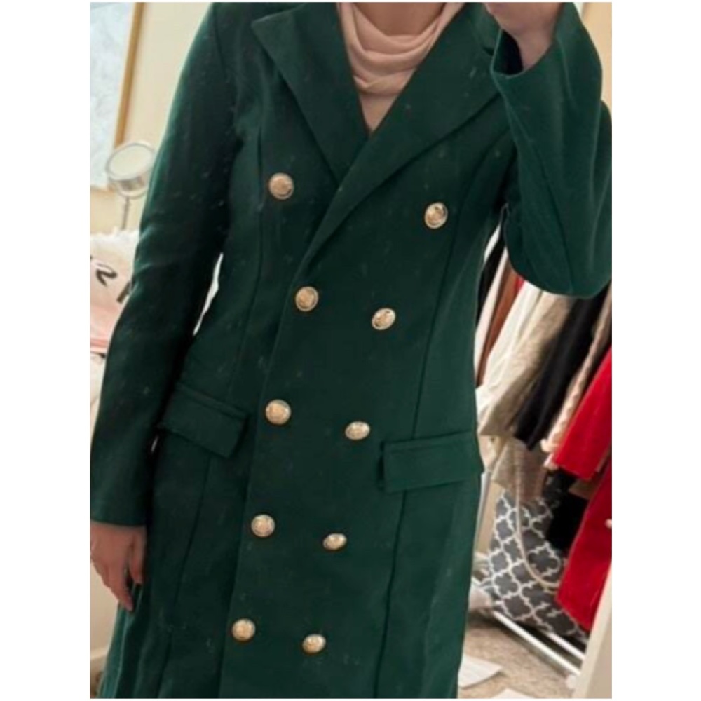 Classic Black Button up Long Jacket Coat - Picture 5 of 5